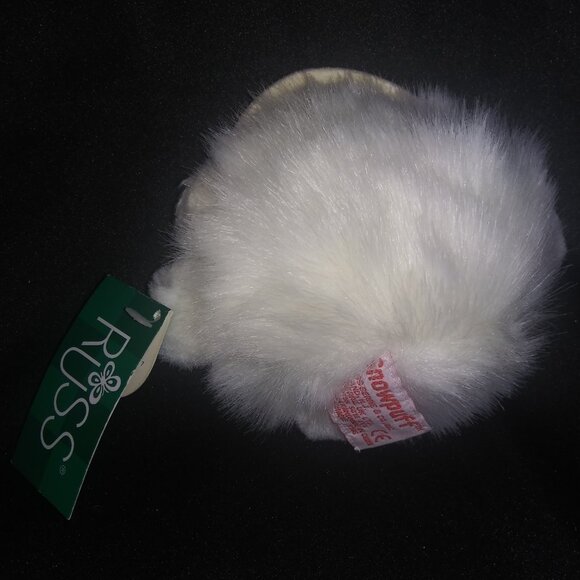 Russ Berrie White Snowpuff Wearing Earmuffs Stuffed Animal Plush Mini Toy - Picture 2 of 7